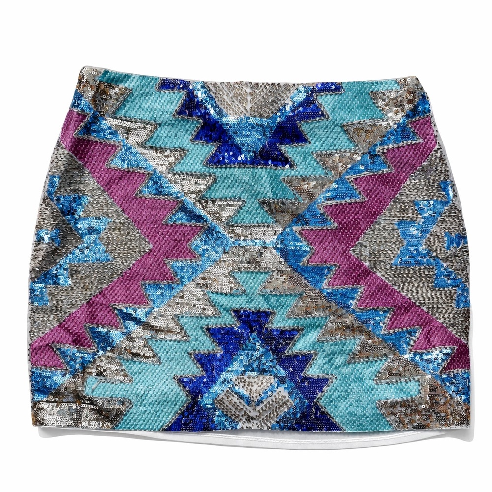 American Vintage Sequin Mini Skirt - Blue and Purple